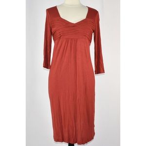 CAITE Stretch Knit Dress MEDIUM Rust Red